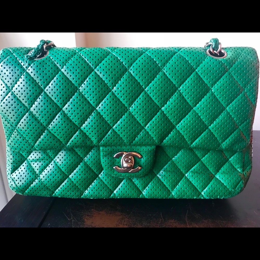 Authentic Green Chanel 2.55 Perforated